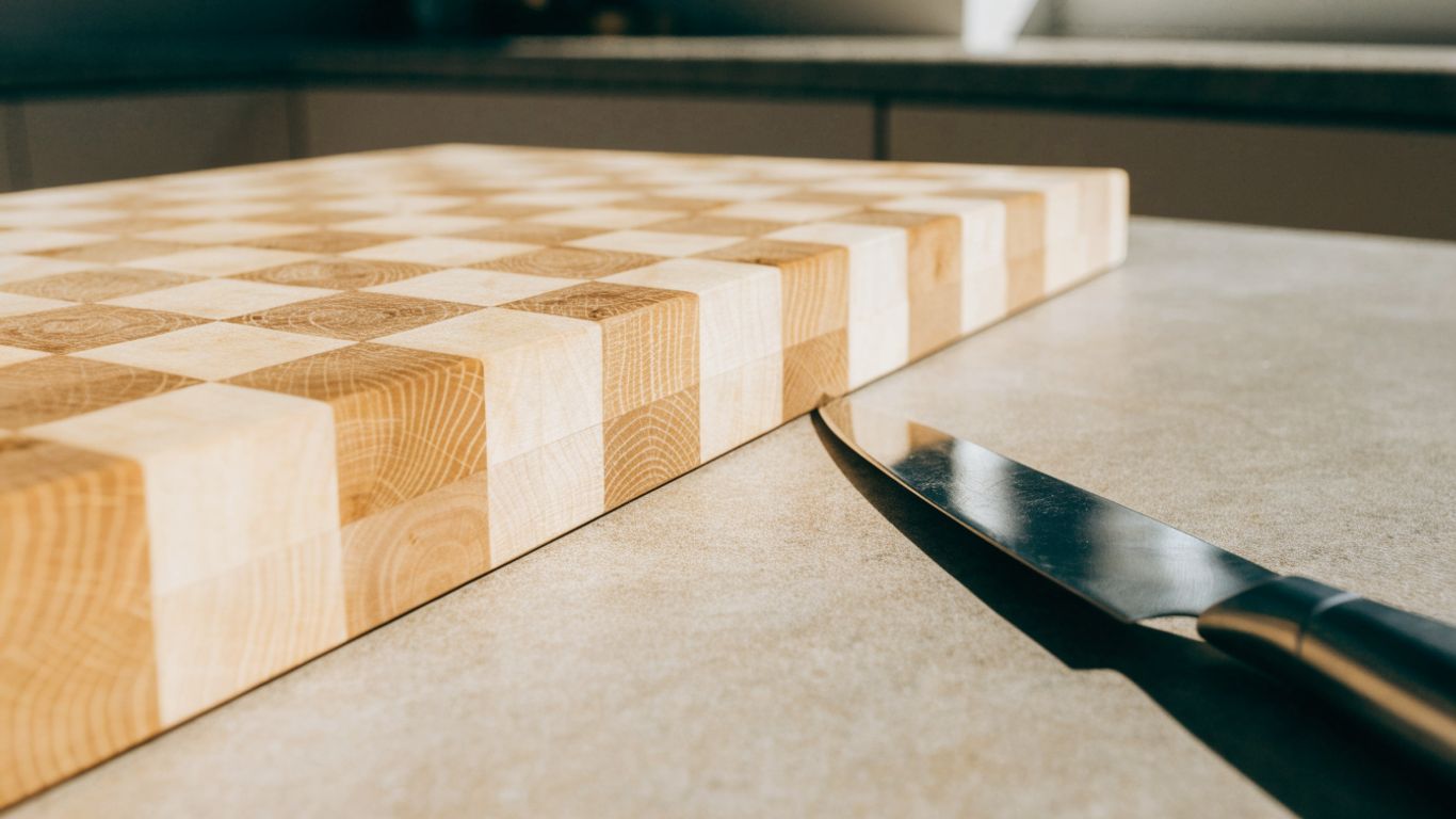 Close view of square maple end grain blocks
