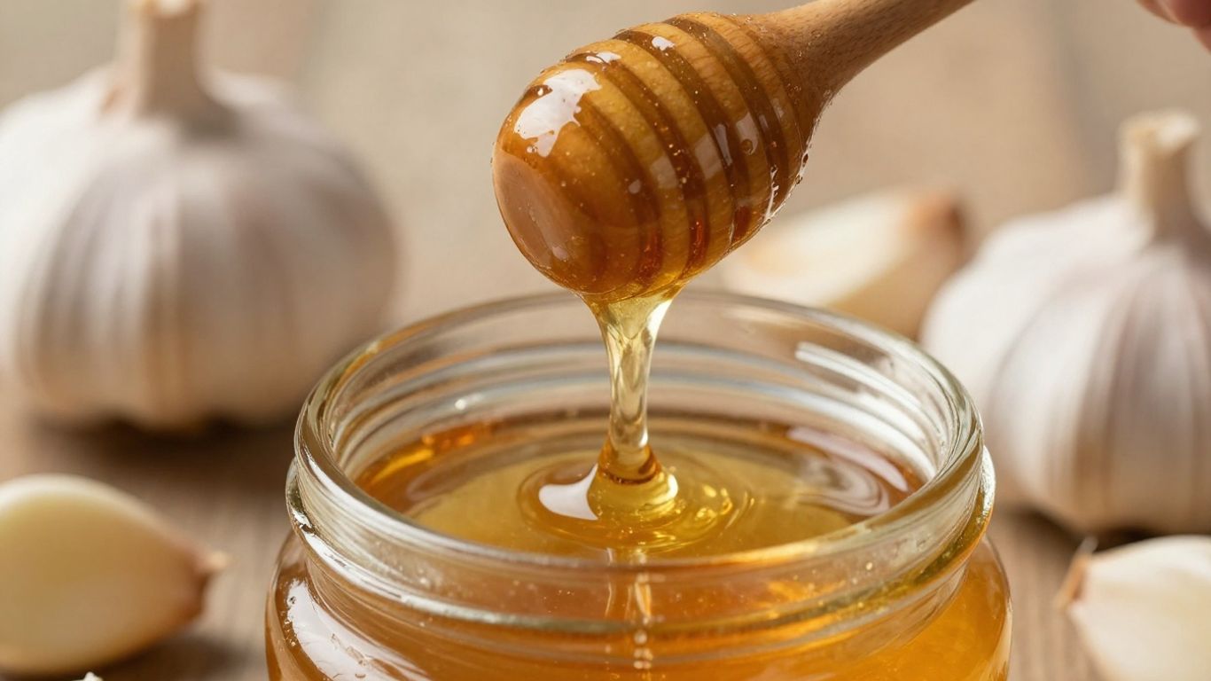 Garlic and honey ingredients for health benefits.