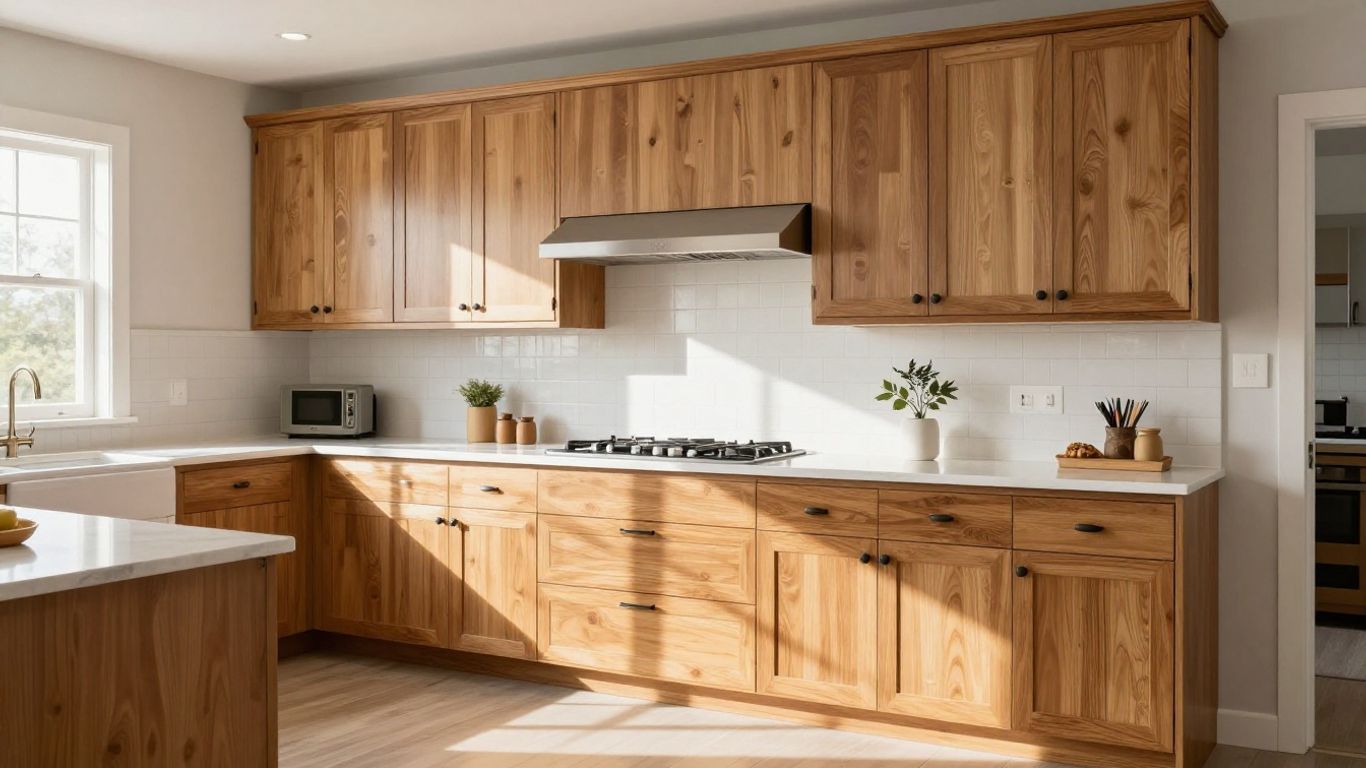 Home Depot kitchen cabinets in various styles and colors.