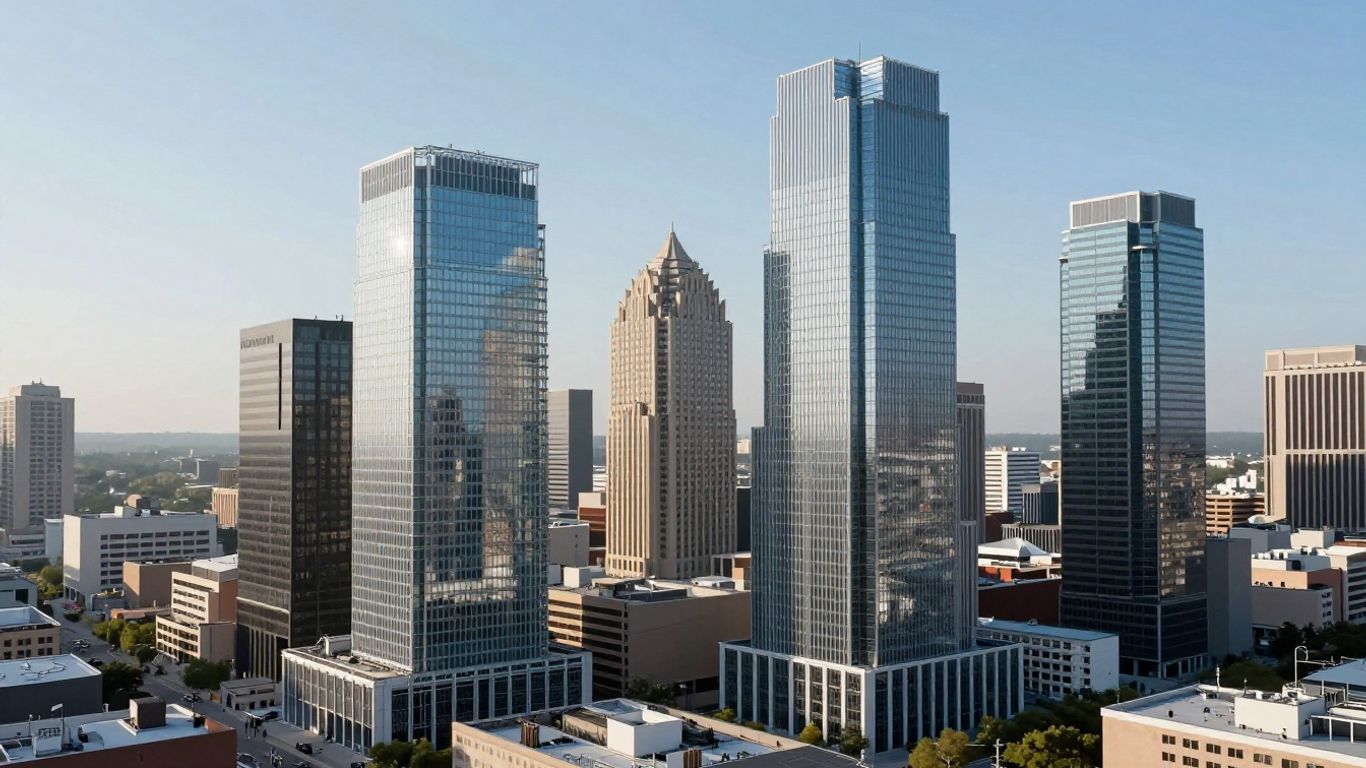 Austin skyline with BIM models and blueprints.