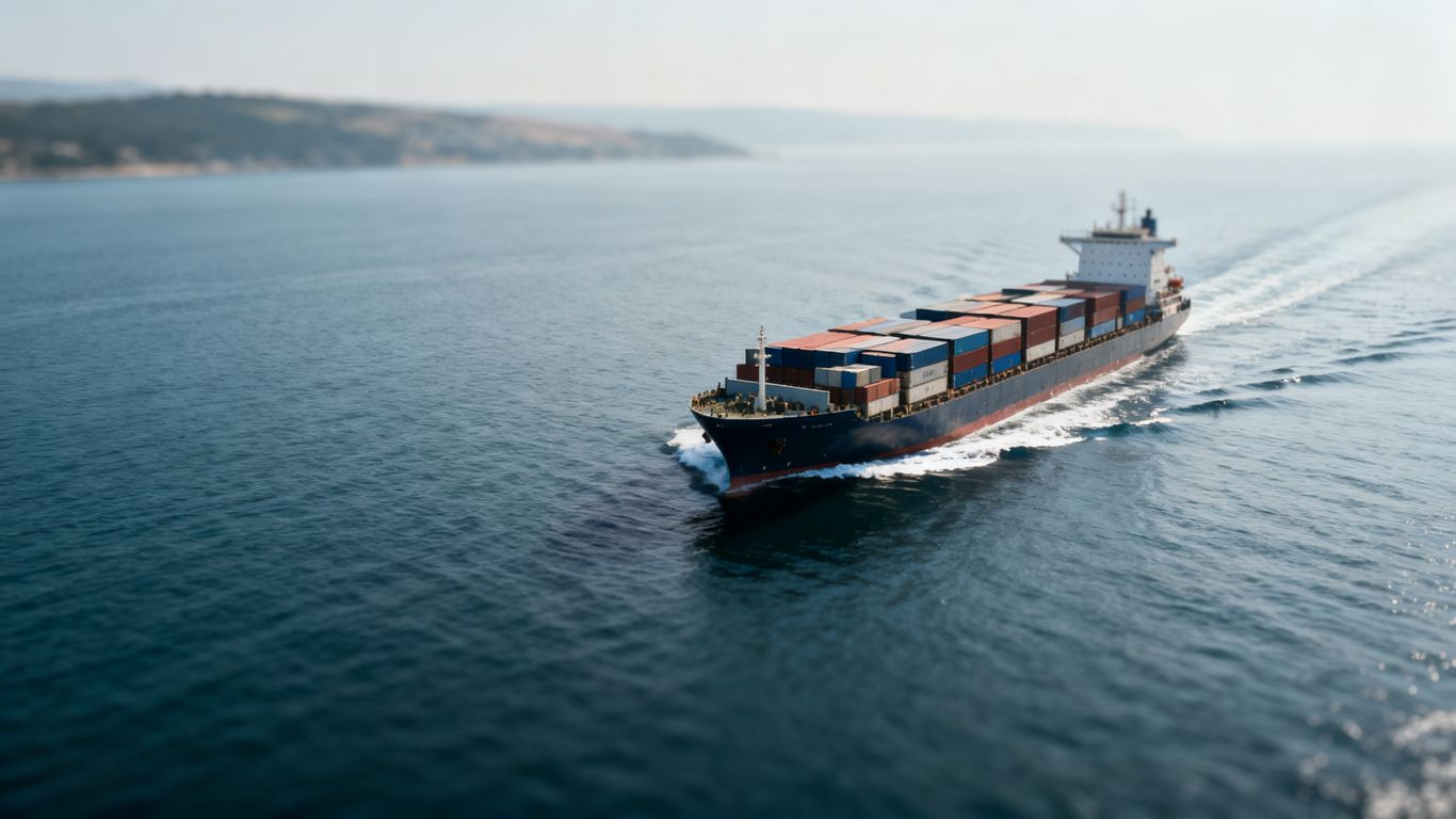 Containerschip op zee op een omgeleide route