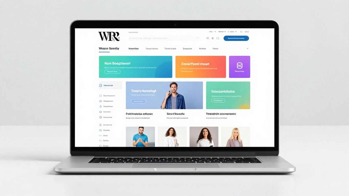 Interface WordPress avec des thèmes et des éléments de design