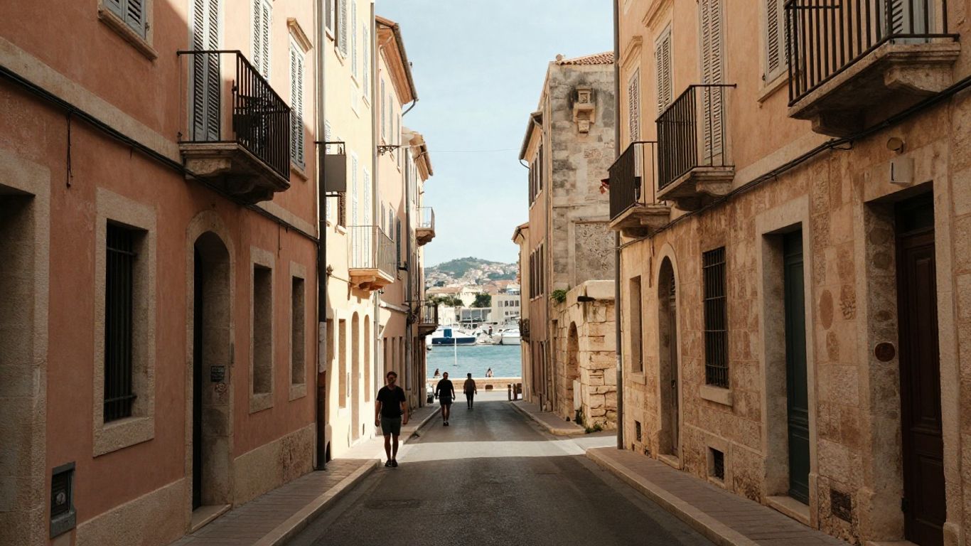Rue marseillaise ensoleillée près du Vieux-Port