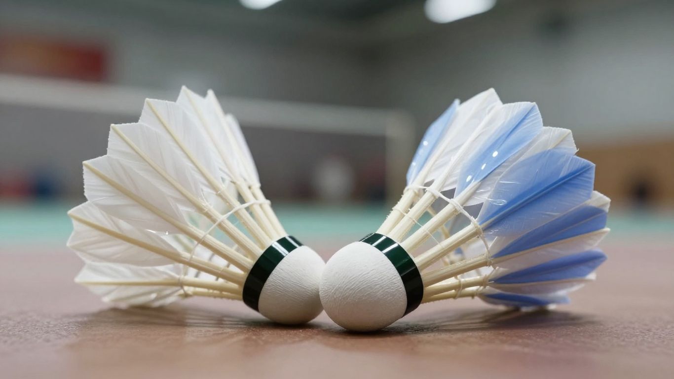 Badminton shuttlecock evolution from feather to modern design.