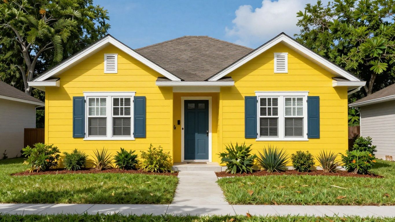 Freshly painted house exterior in Orlando with vibrant colors.