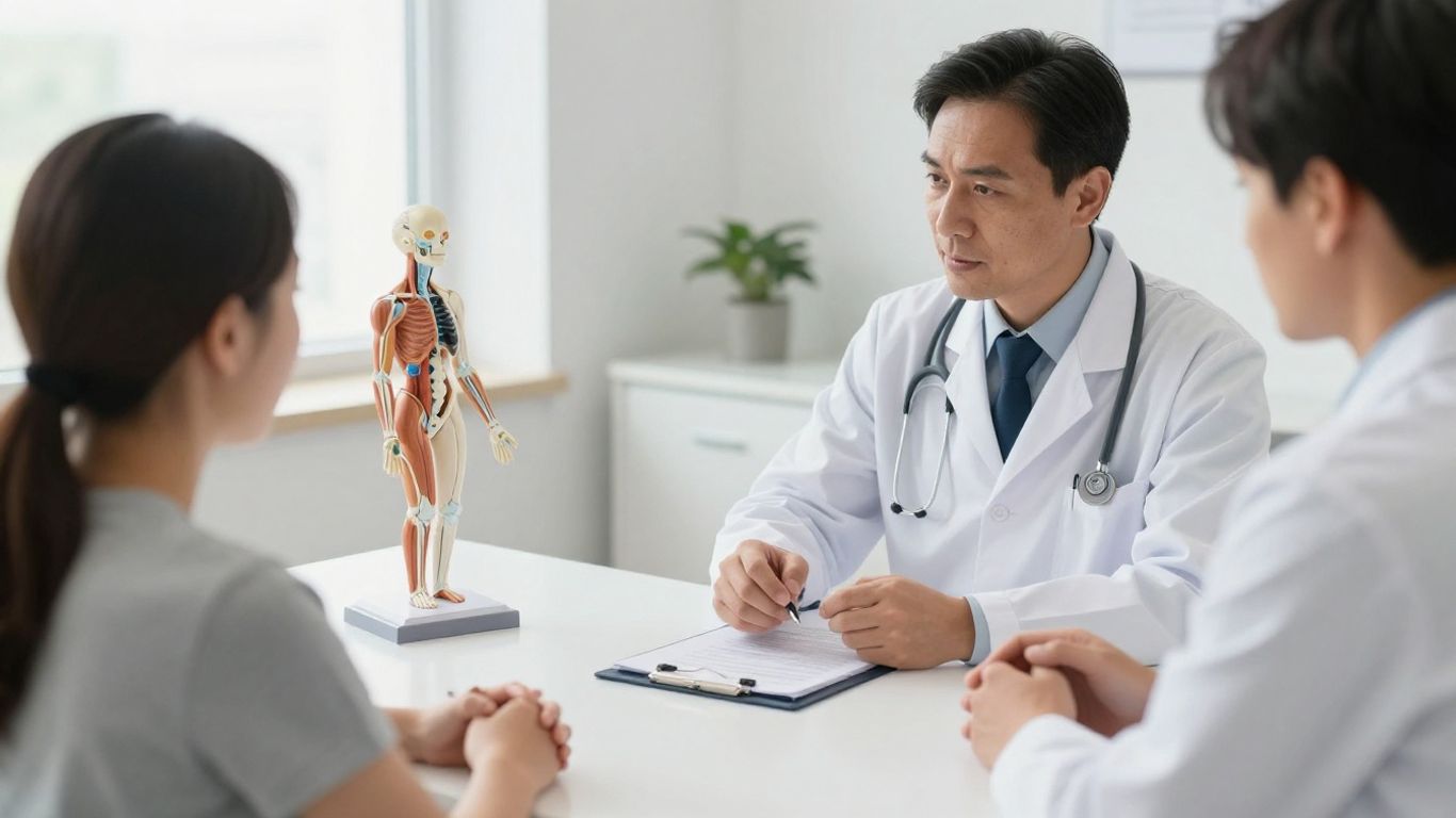 Patient discussing joint care with orthopedic doctor