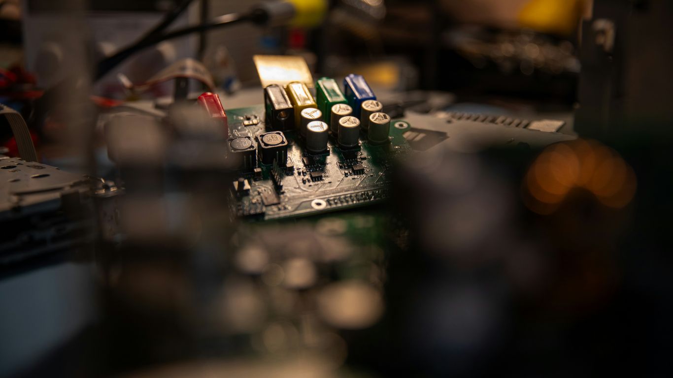 A close up view of a circuit board