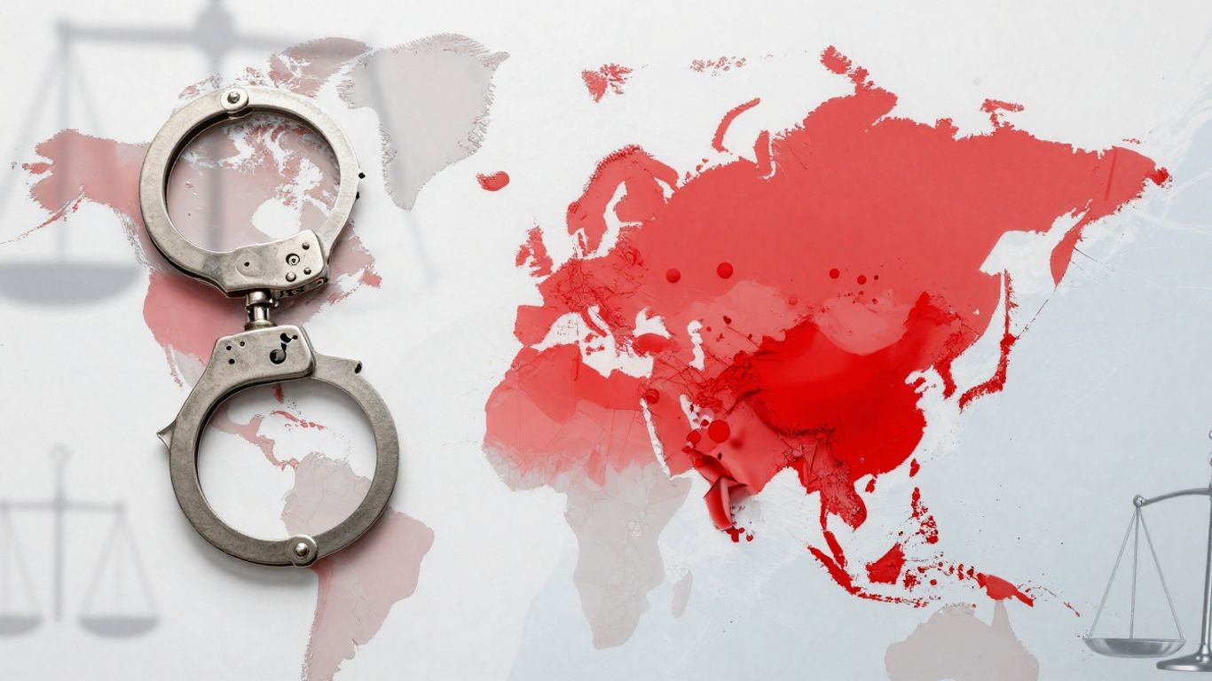 World map highlighting countries with strict drug penalties.