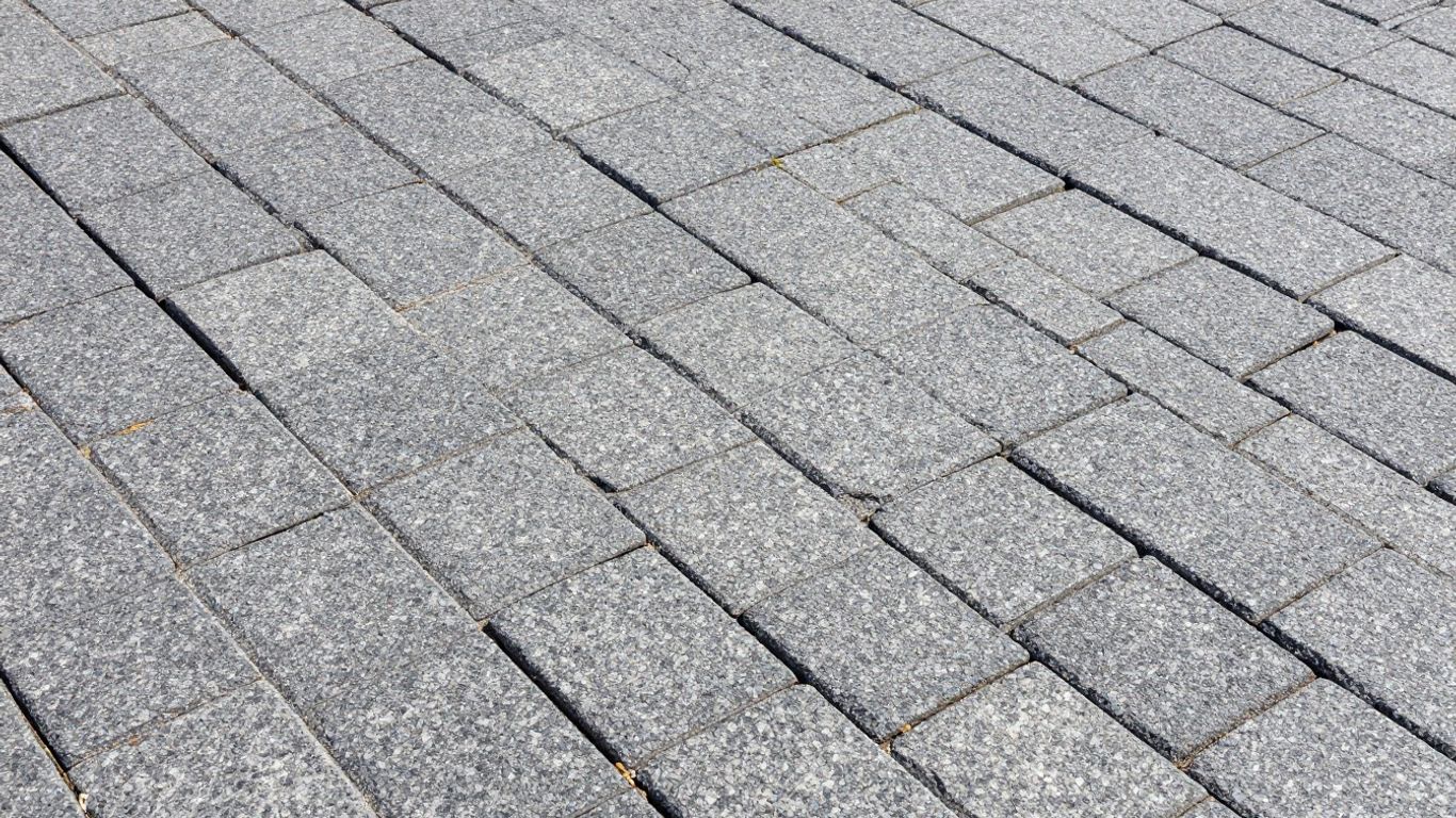 Granite sett driveway paving close-up