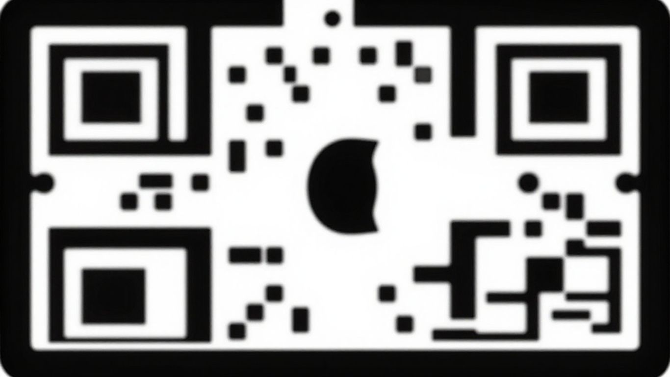 QR code with white on black, clear quiet zone.