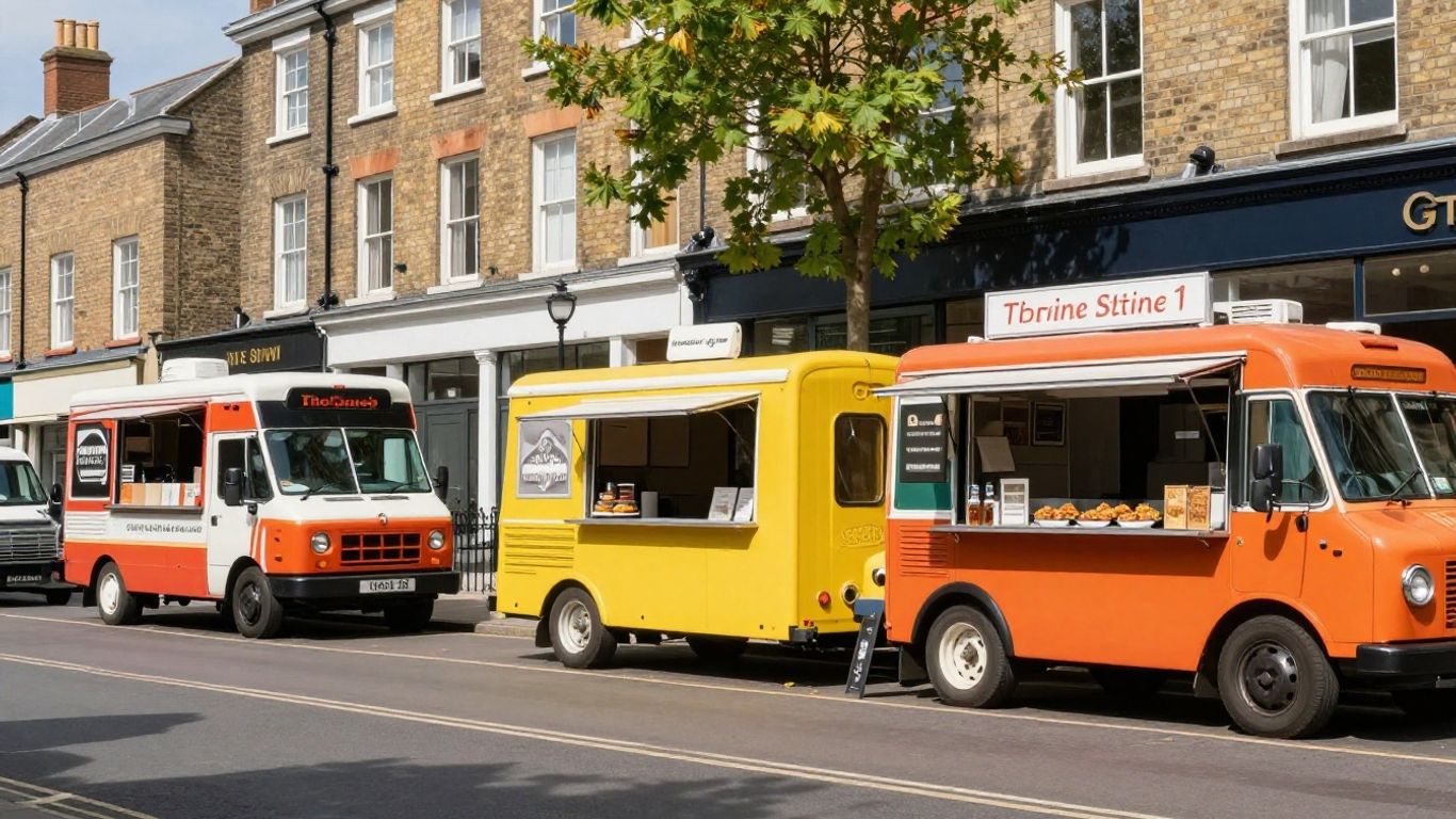 Various food trucks for sale in the UK.