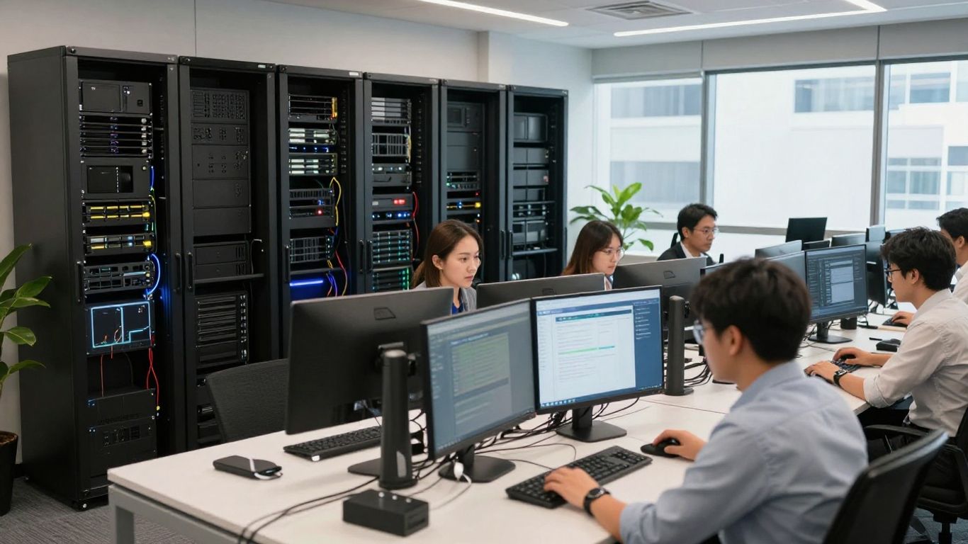 Brisbane IT support office with secure data backup technology.