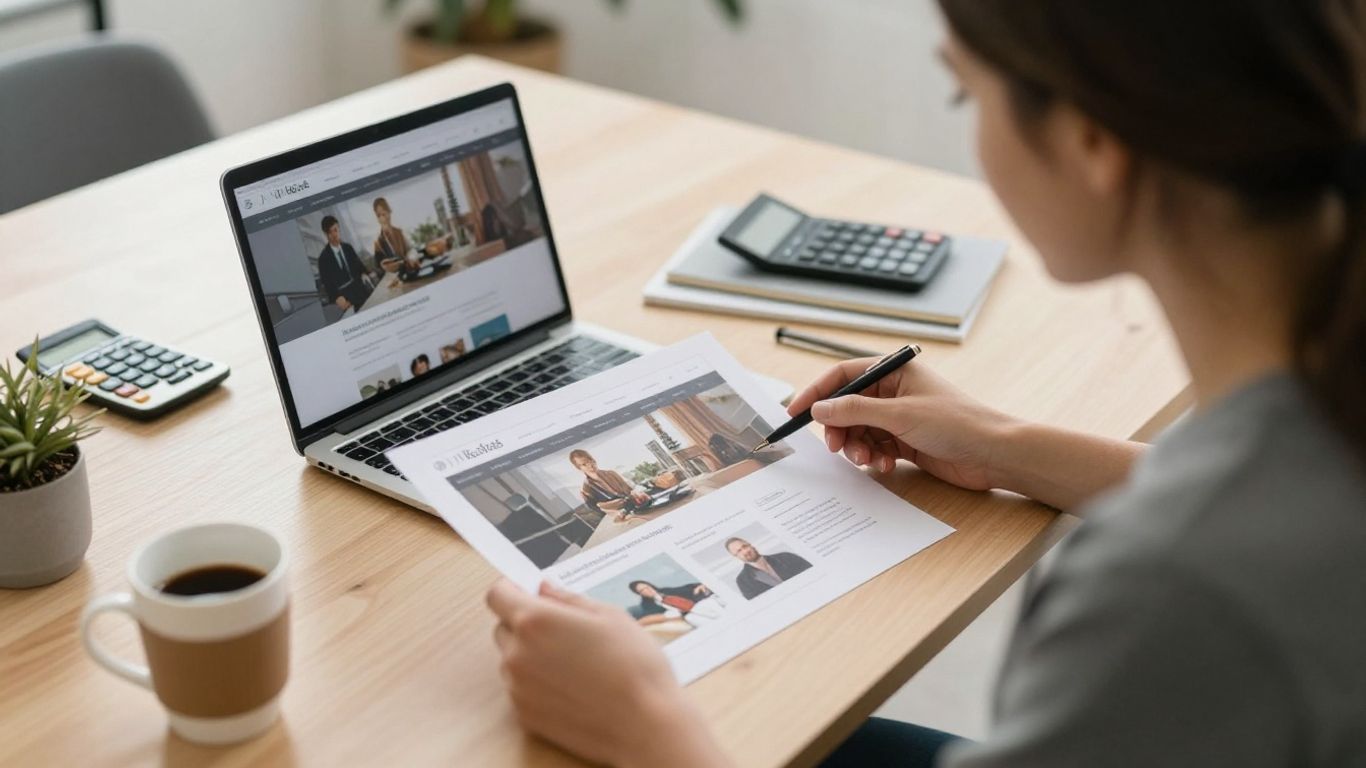 Designer reviewing a website project budget