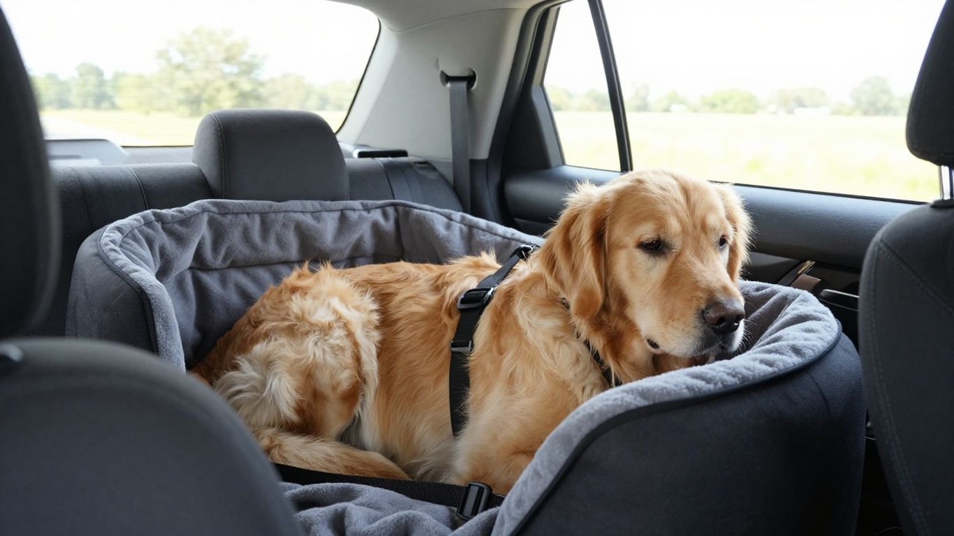 Dog resting safely in a comfortable car space
