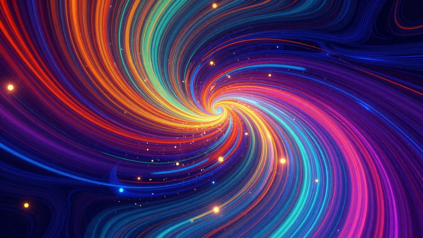AI music visualizer with abstract light patterns.