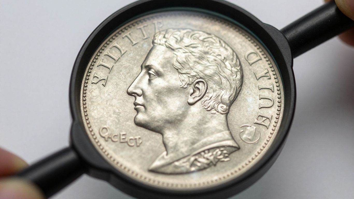 Close-up of a valuable, detailed coin.
