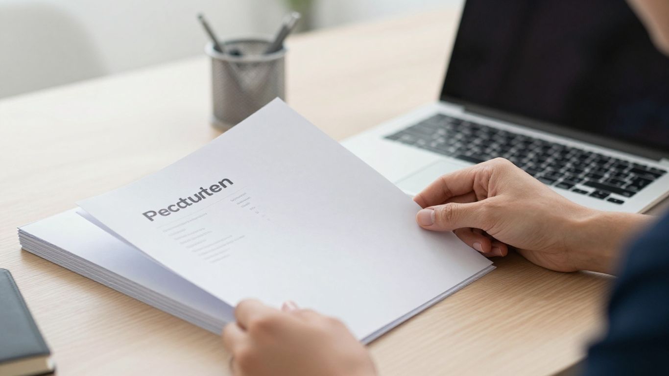 Personalberater prüft Bewerbungsunterlagen am Schreibtisch