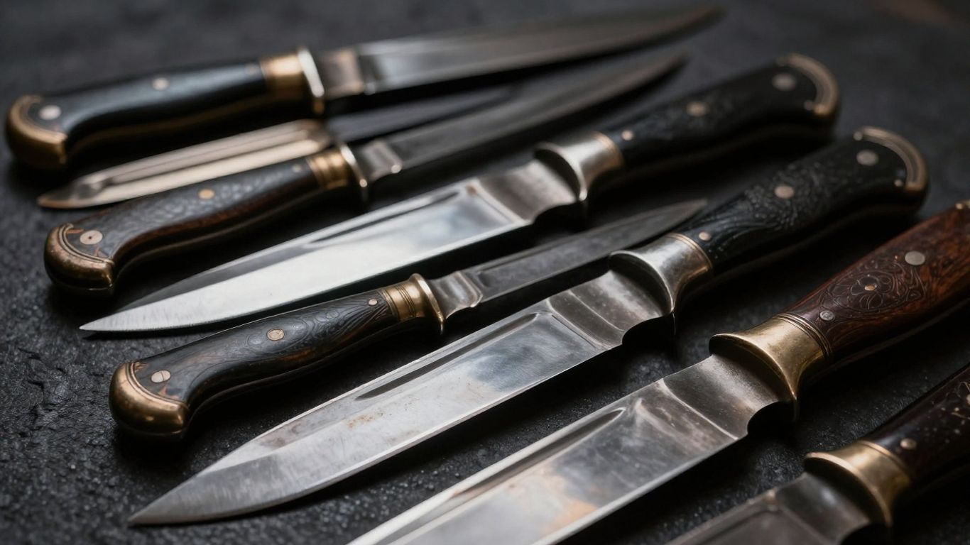 Collection of antique knives, some with patina.