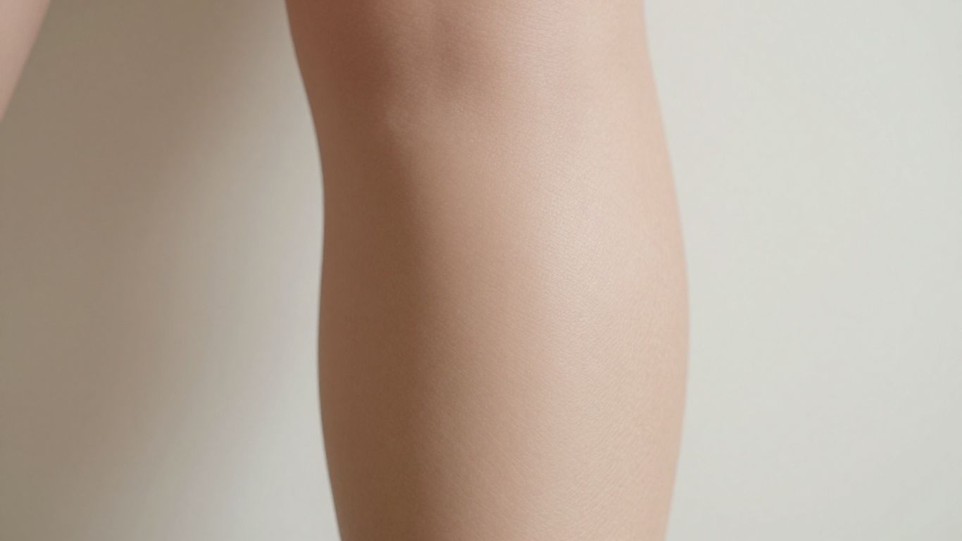 Close-up of a person's thigh, ready for injection.