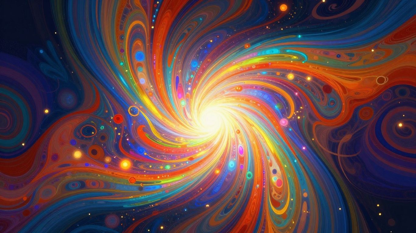 Digital art with vibrant colors and abstract forms.