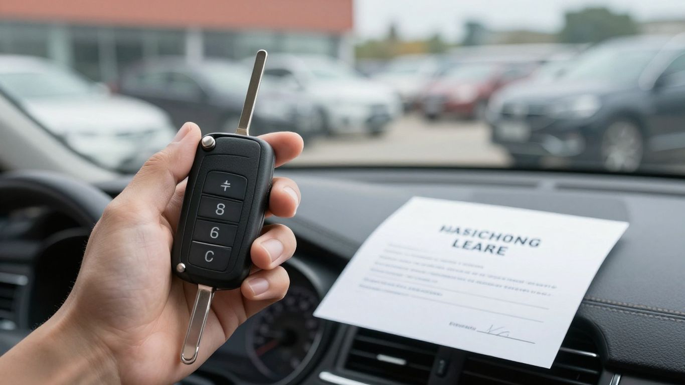 Autoschlüssel und Leasingvertrag nebeneinander