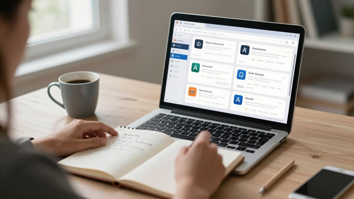 Person comparing AI tools on laptop screen