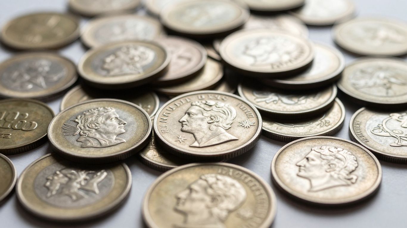 Collection of valuable coins with intricate details.