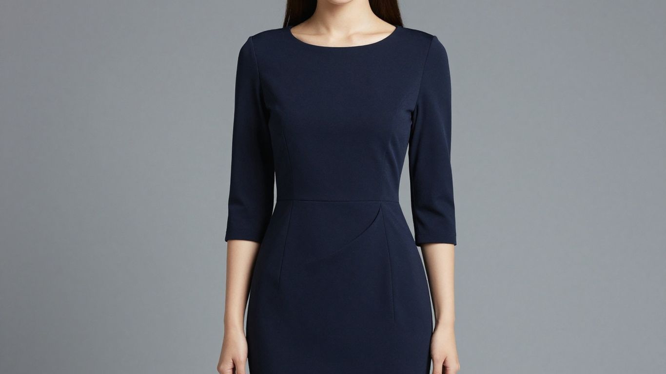 Woman in a chic 3/4 sleeve dress