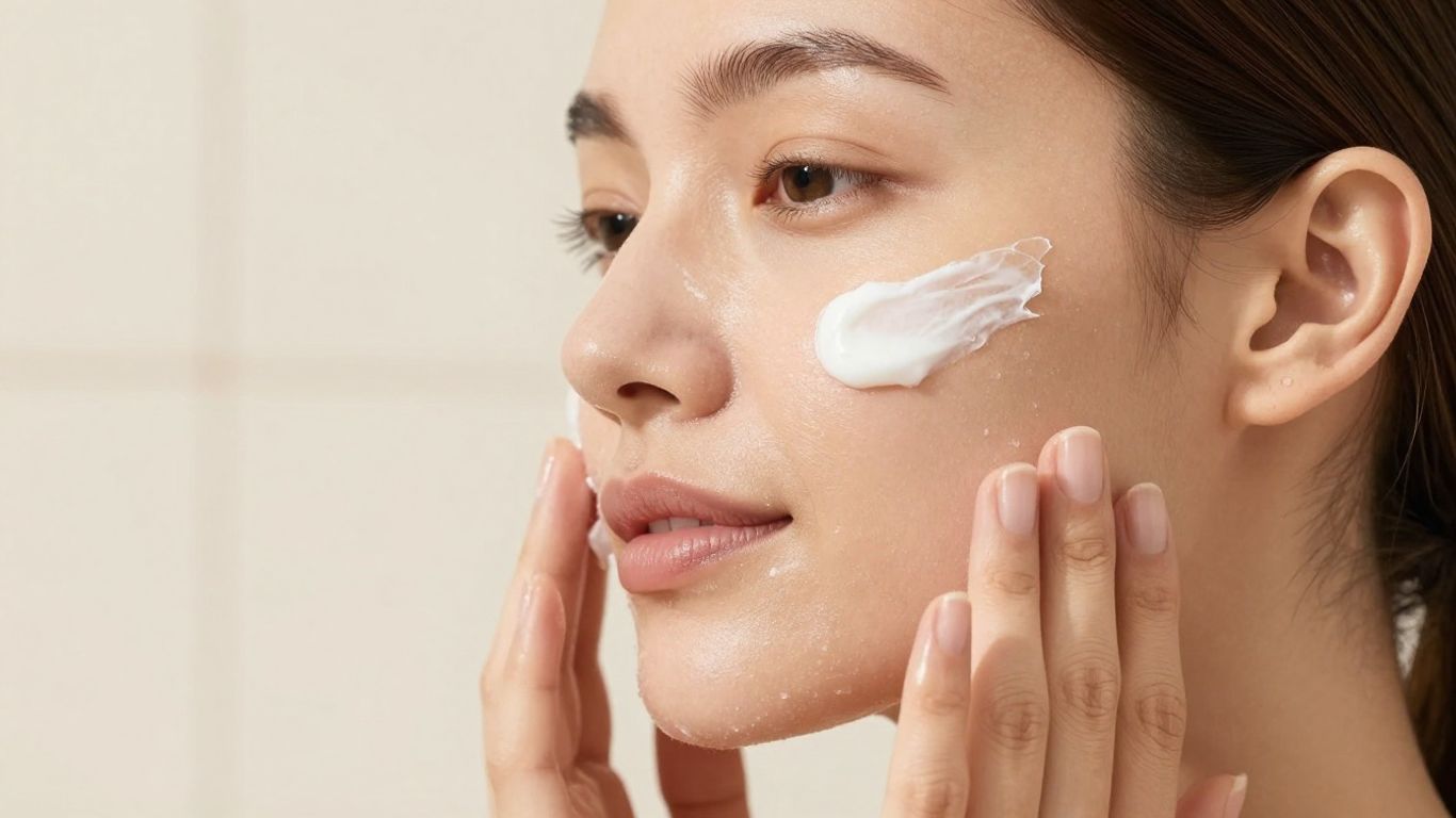 Visage féminin avec soin exfoliant doux