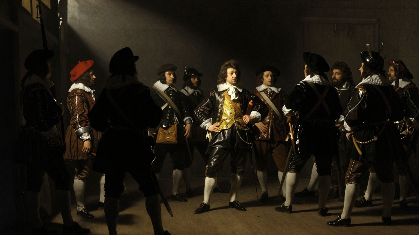 Rembrandts Nachtwache mit Licht und Schatten