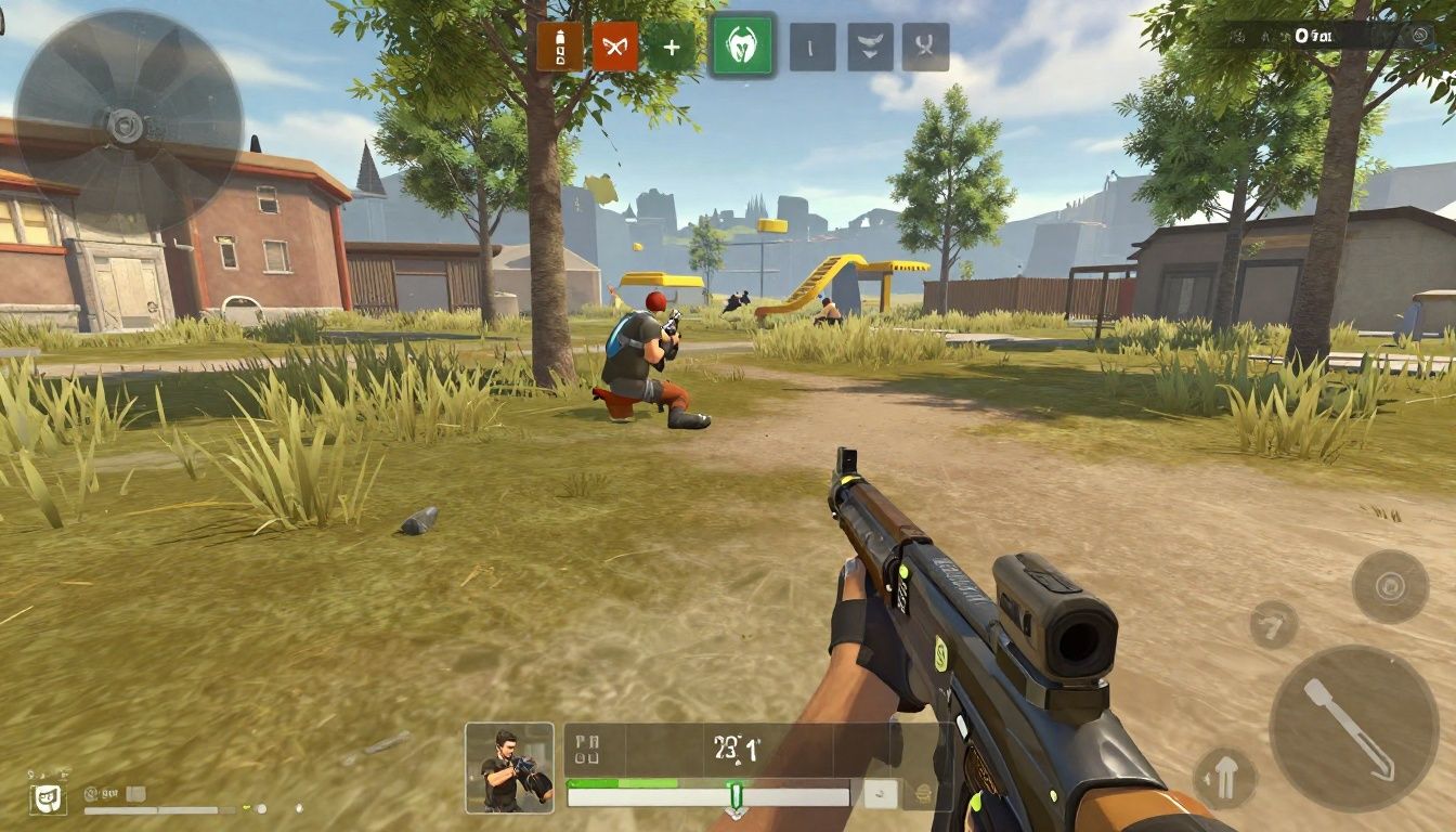Um jogador de Fortnite focando em completar missões em um mapa vibrante