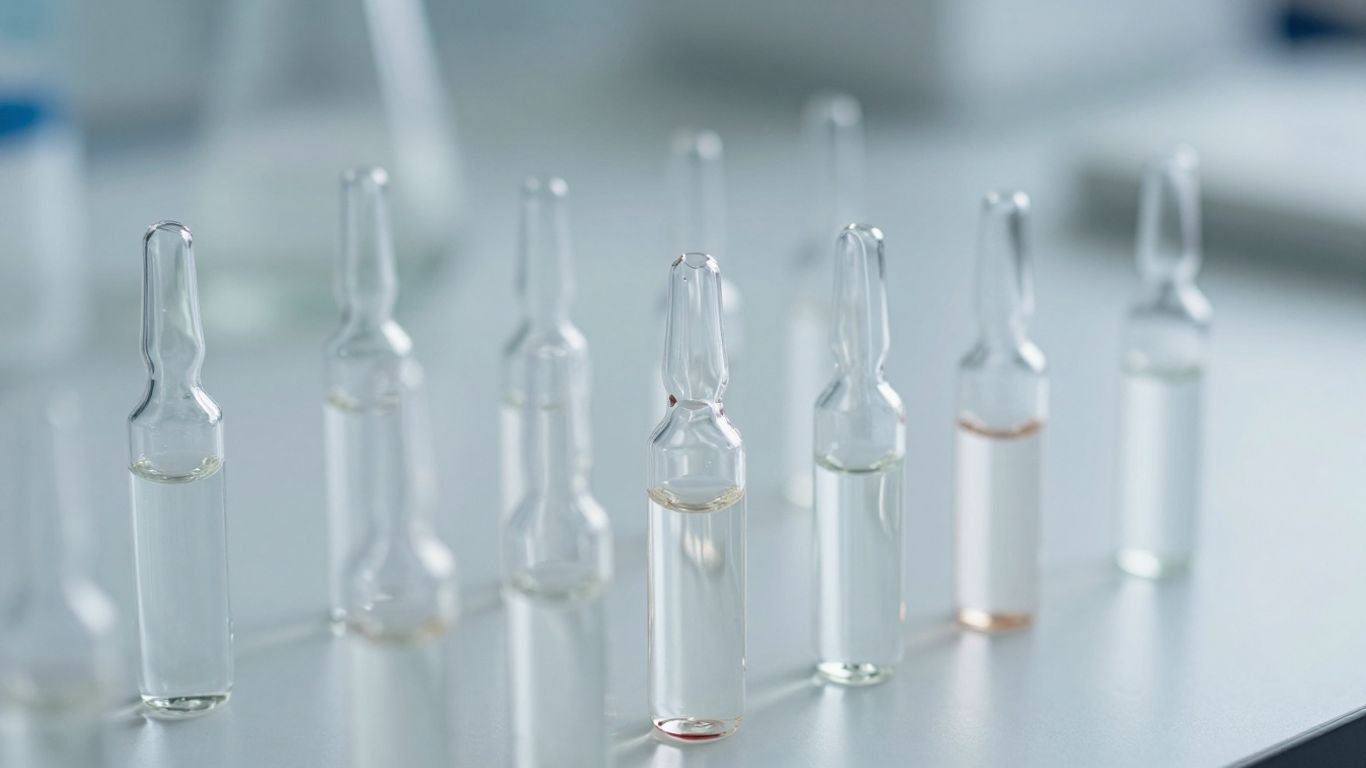 Laboratory vials with clear liquid