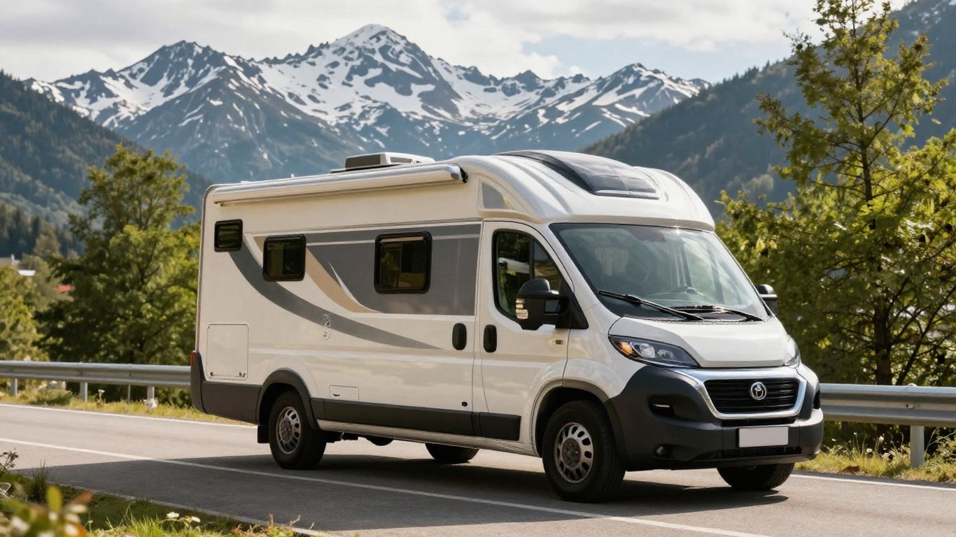 Motorhome on a scenic mountain road