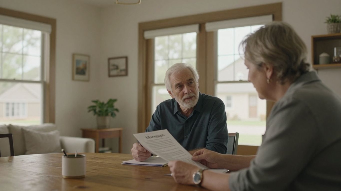 Older Houston homeowner reviewing mortgage documents
