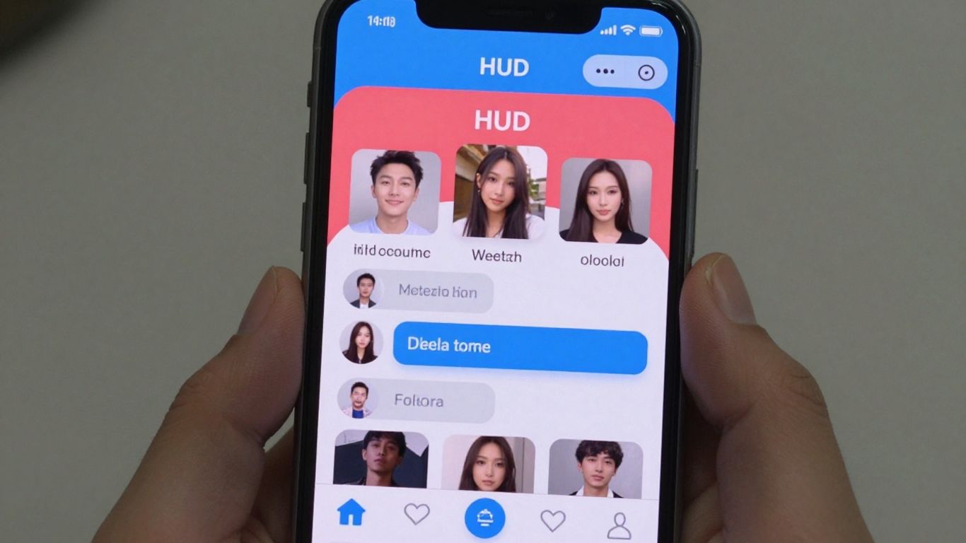 Tela do aplicativo HUD com perfis e mensagens.