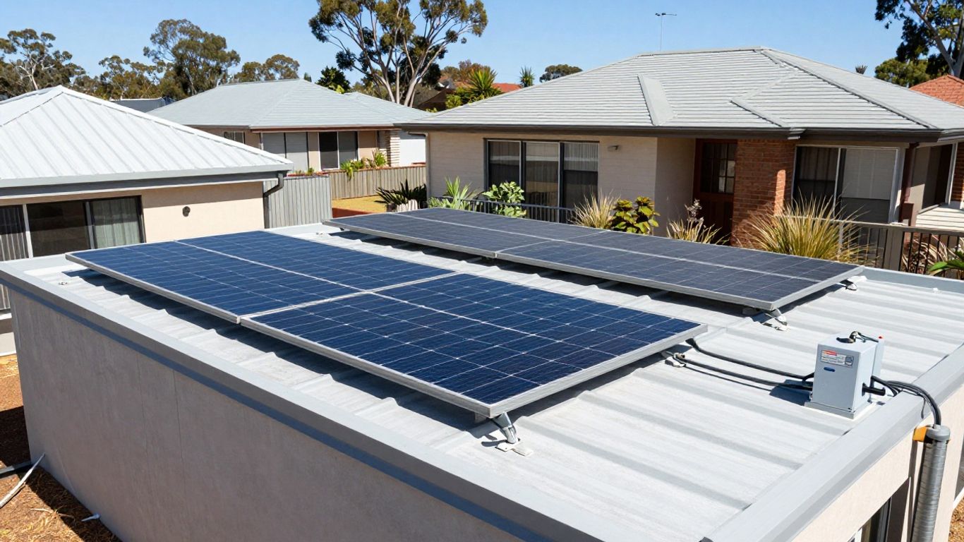 Solar panels connected to battery system