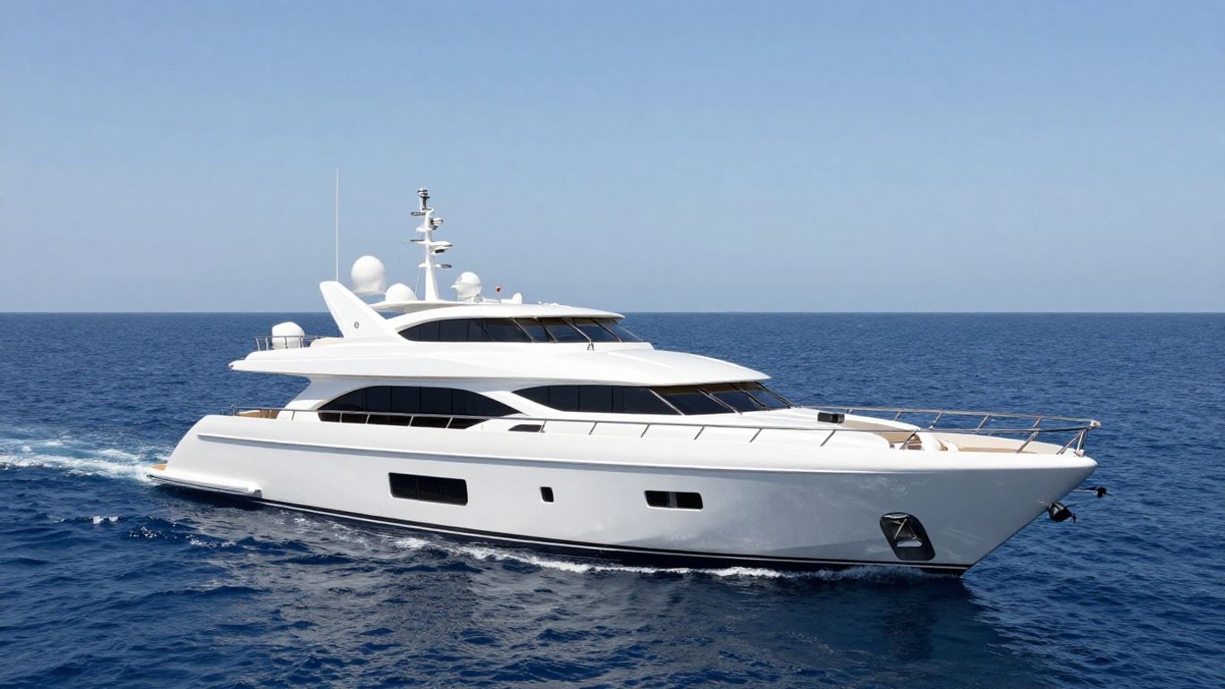 Sleek Paladin yacht on calm blue water.