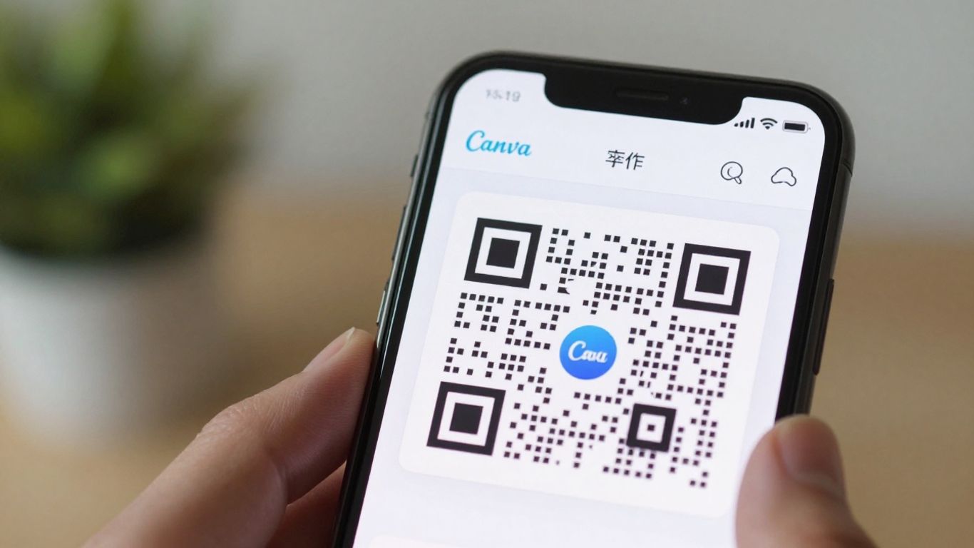 Canva QR code on a smartphone screen.