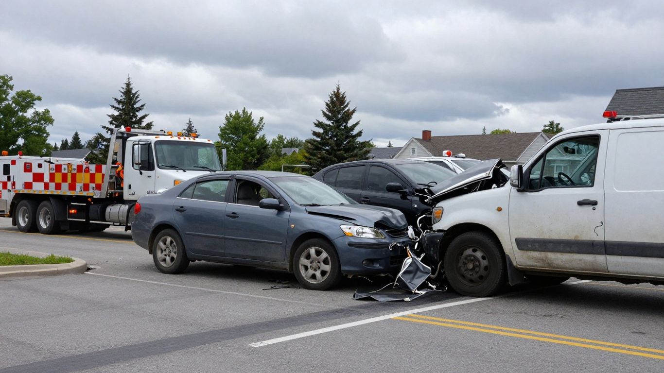 Damaged car after a severe accident in Duluth.
