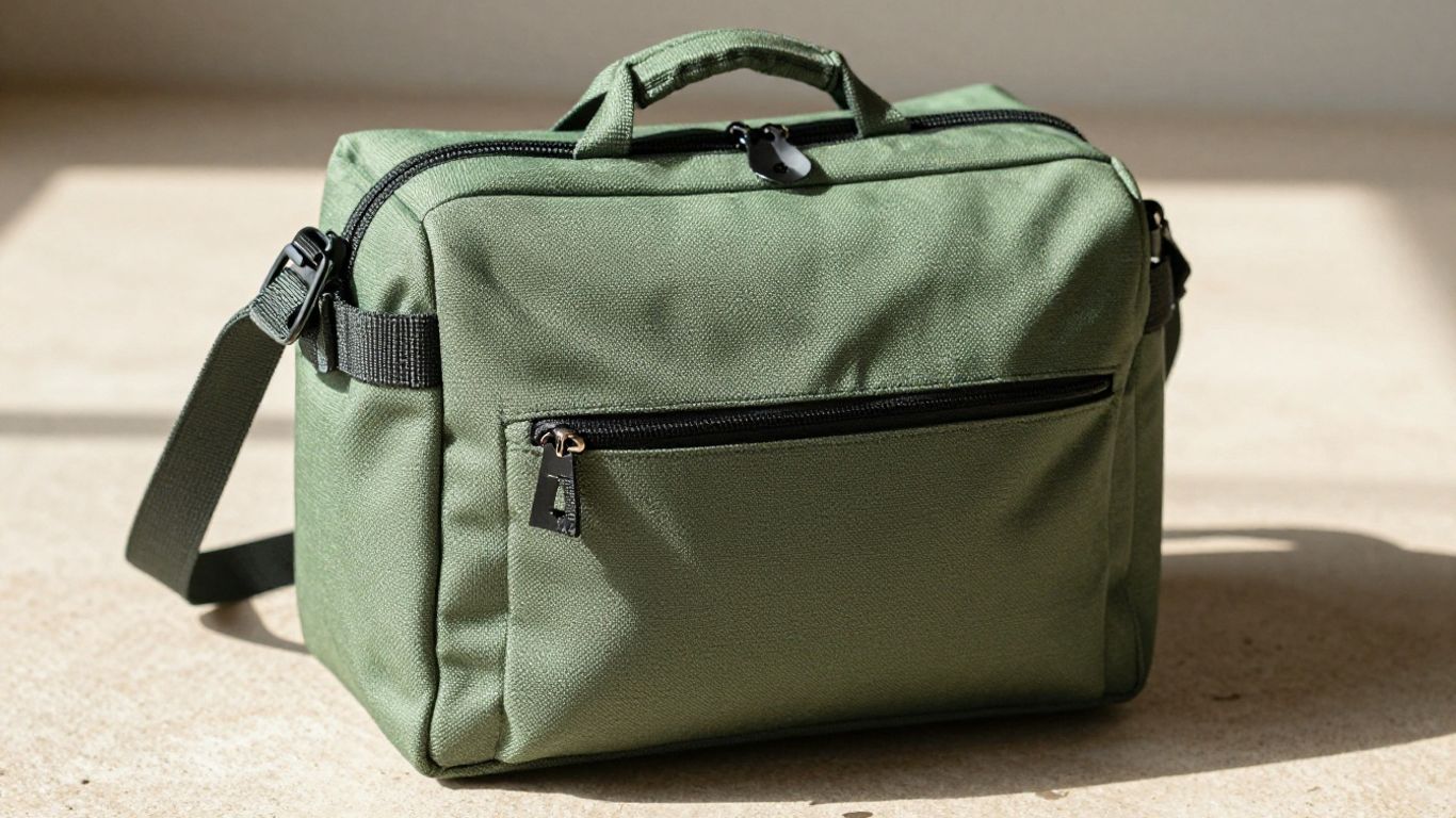 Eco-friendly green diaper bag with practical compartments.