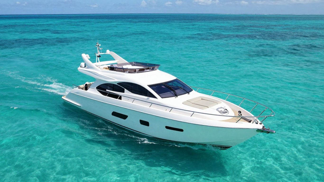 Luxurious yacht sailing on clear turquoise waters.