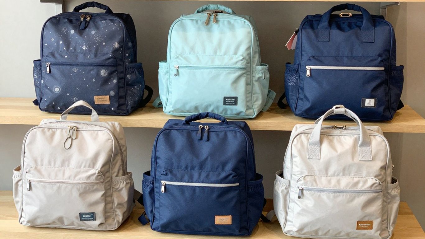 Discounted backpack diaper bags on display