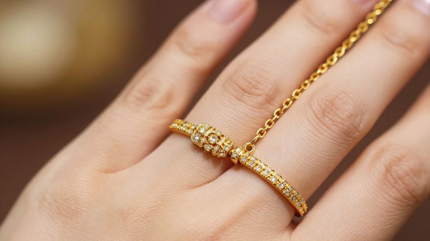 Gold jewelry on a hand