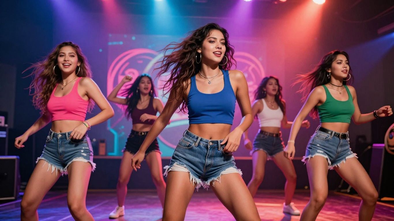 Energetic music video scene with vibrant colors and dynamic motion.