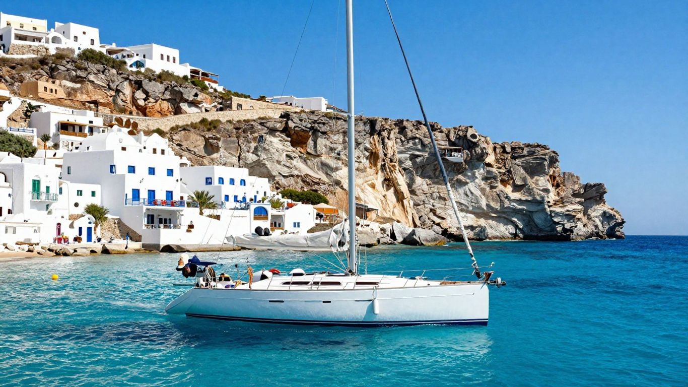 Sailboat sailing in the Greek Islands