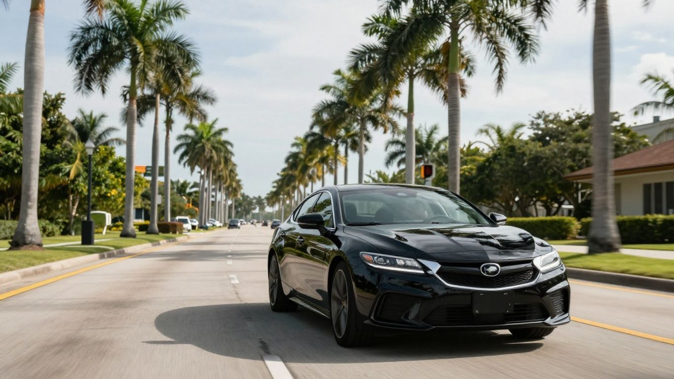 Black sedan traveling toward Florida airport