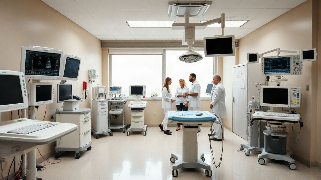 Hospital medical equipment in clinical setting