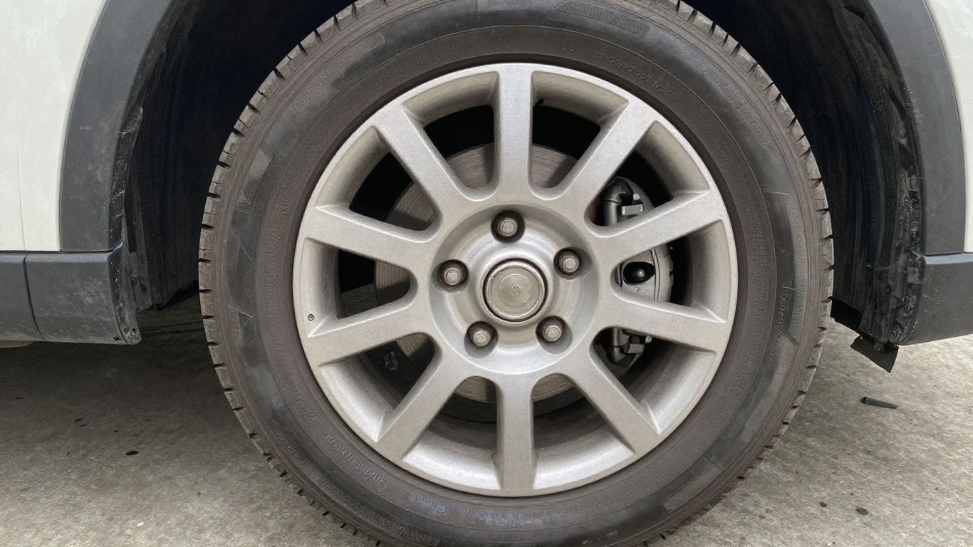Front brake rotor showing wear marks