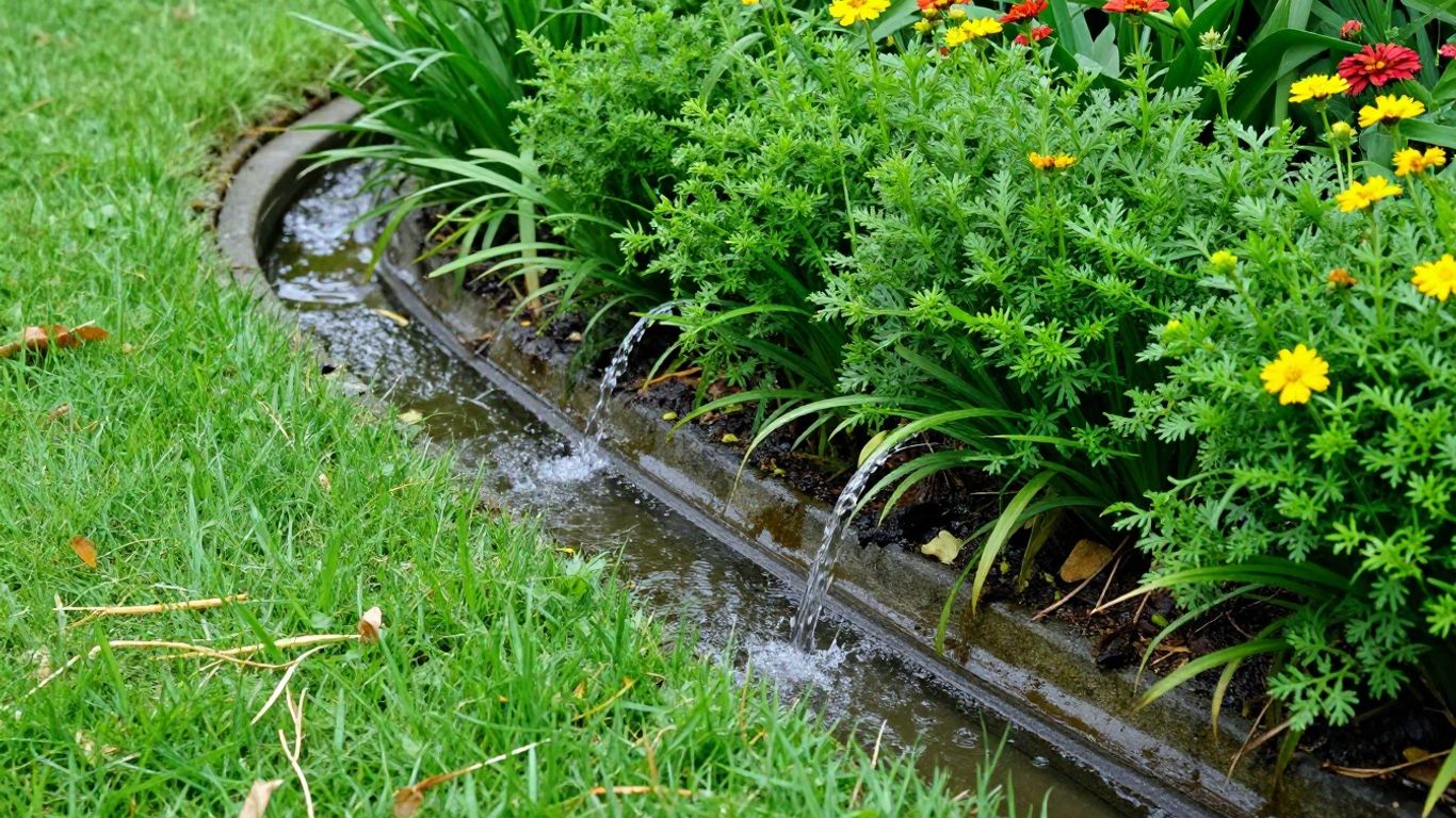 Garden drainage preventing water backup