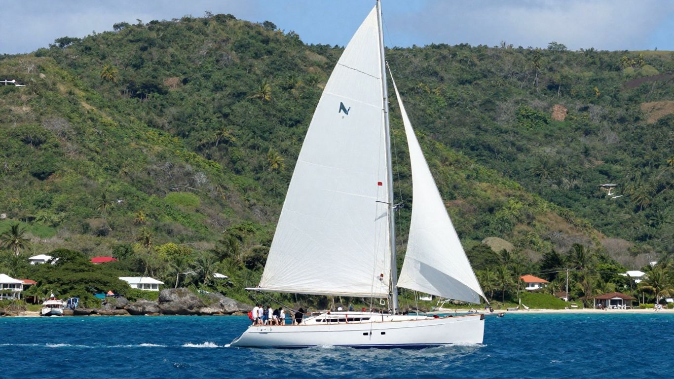 Sailing yacht on turquoise water near Tortola island